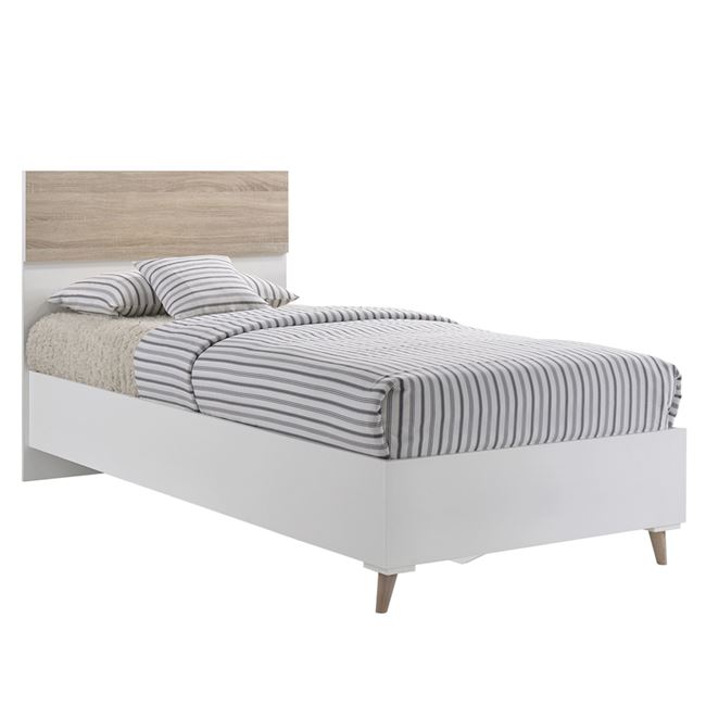 Κρεβάτι "ALIDA" μονό σε χρώμα λευκό-σονόμα 97x203x100