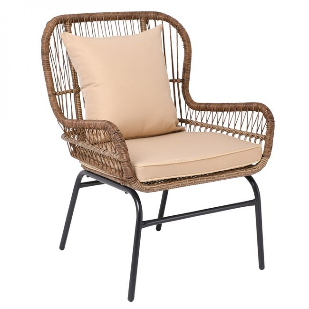 Πολυθρόνα "SALSA MAX" wicker σε χρώμα φυσικό 64x67x87