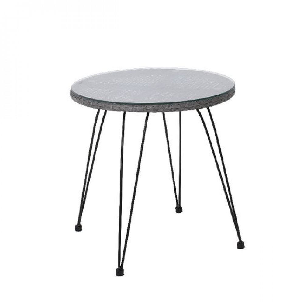 Τραπέζι μεταλλικό "SALSA" wicker σε χρώμα φυσικό Φ52x53