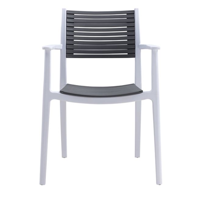 Πολυθρόνα "AKRON" πολυπροπυλενίου σε λευκό-γκρι χρώμα 58x54x86