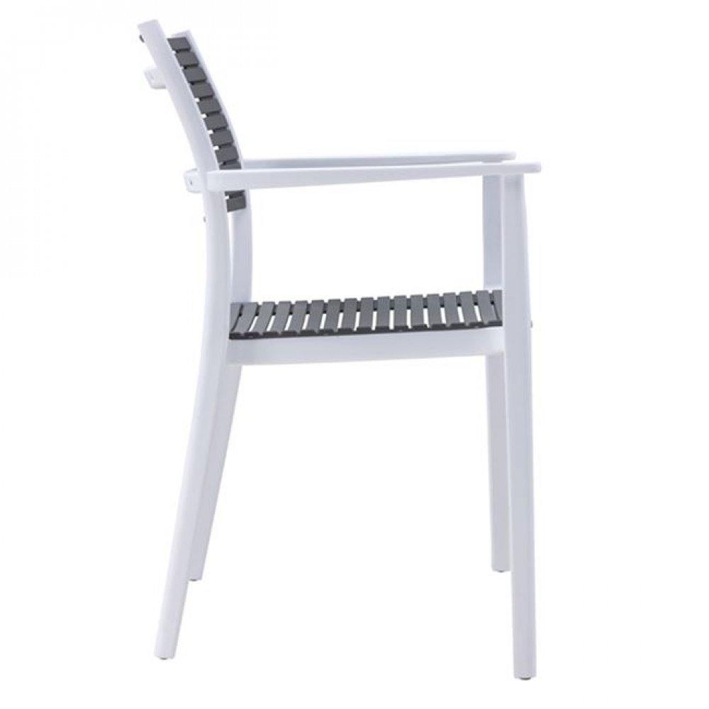 Πολυθρόνα "AKRON" πολυπροπυλενίου σε λευκό-γκρι χρώμα 58x54x86