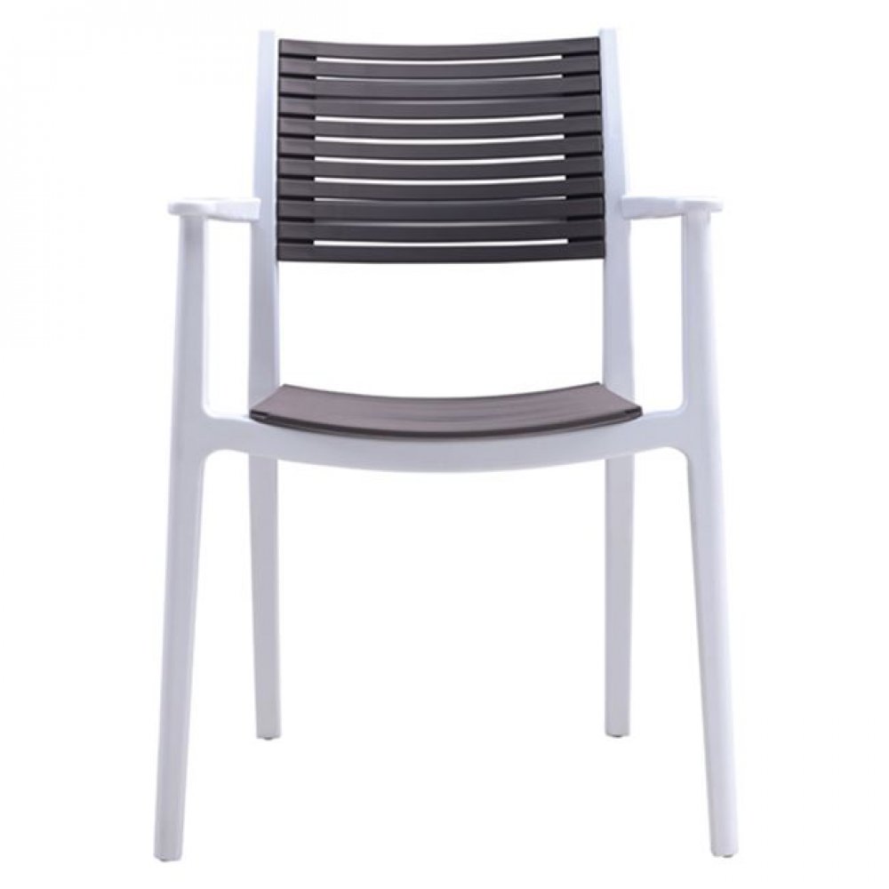 Πολυθρόνα "AKRON" πολυπροπυλενίου σε λευκό-μπεζ χρώμα 58x54x86