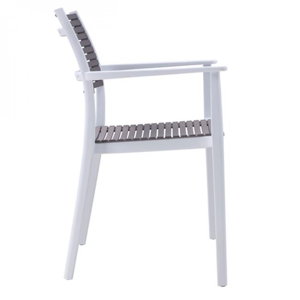 Πολυθρόνα "AKRON" πολυπροπυλενίου σε λευκό-μπεζ χρώμα 58x54x86