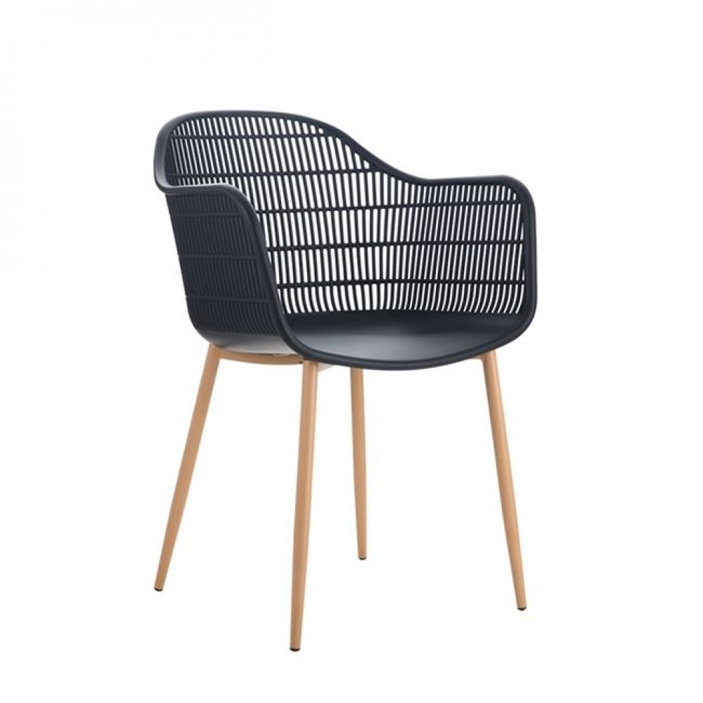 Πολυρθρόνα "BERRY" μεταλλική-πολυπροπυλενίου σε χρώμα μαύρο 55x63x85