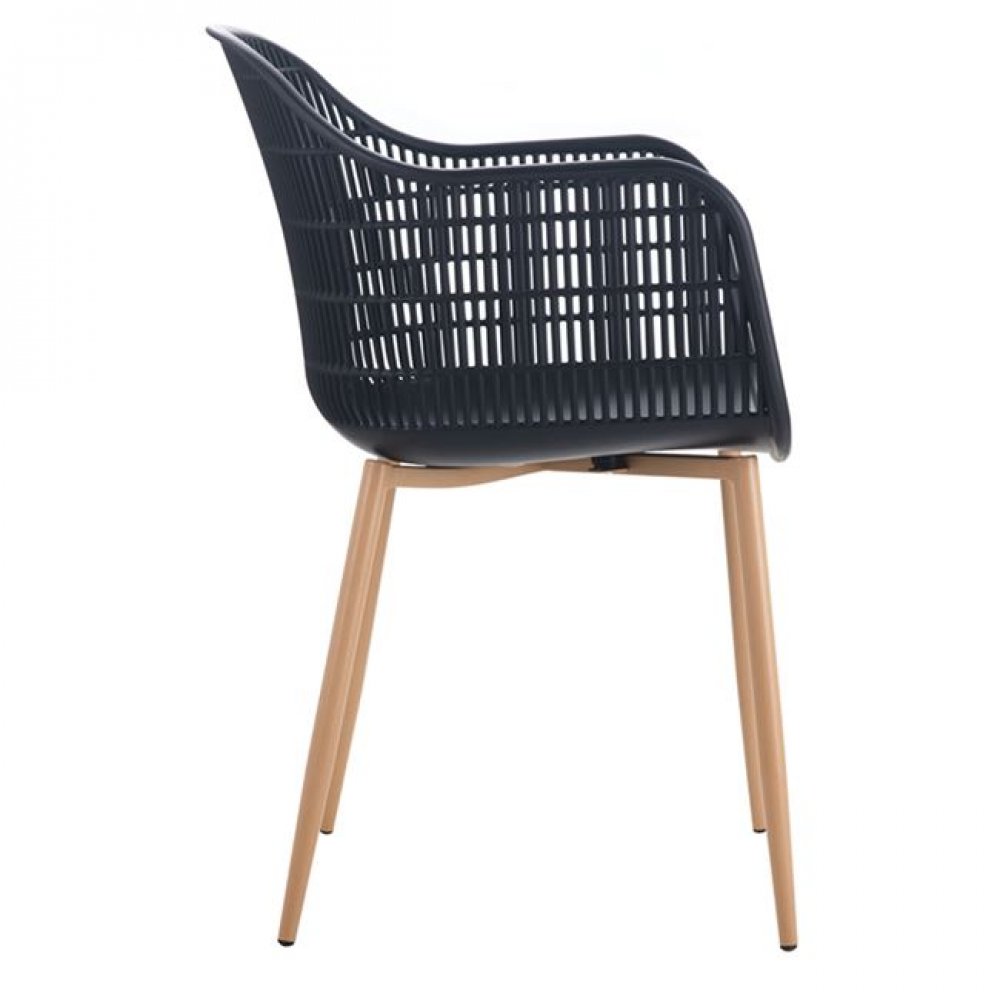 Πολυρθρόνα "BERRY" μεταλλική-πολυπροπυλενίου σε χρώμα μαύρο 55x63x85