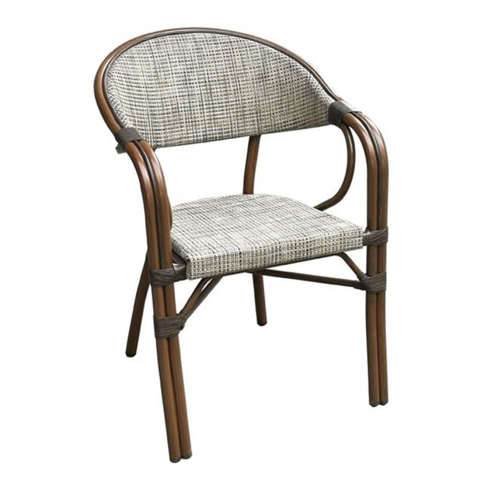 Πολυθρόνα "VEGERA" αλουμινίου σε καρυδί-μπεζ χρώμα 57x59x84