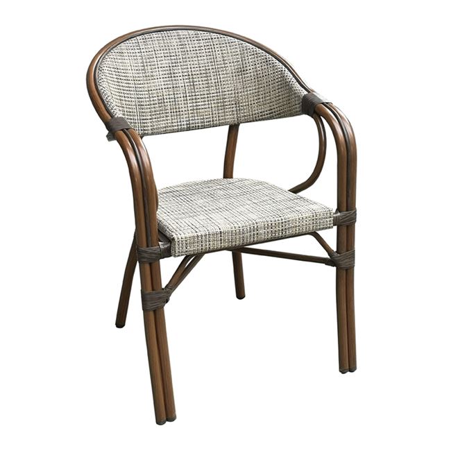 Πολυθρόνα "VEGERA" αλουμινίου σε καρυδί-μπεζ χρώμα 57x59x84