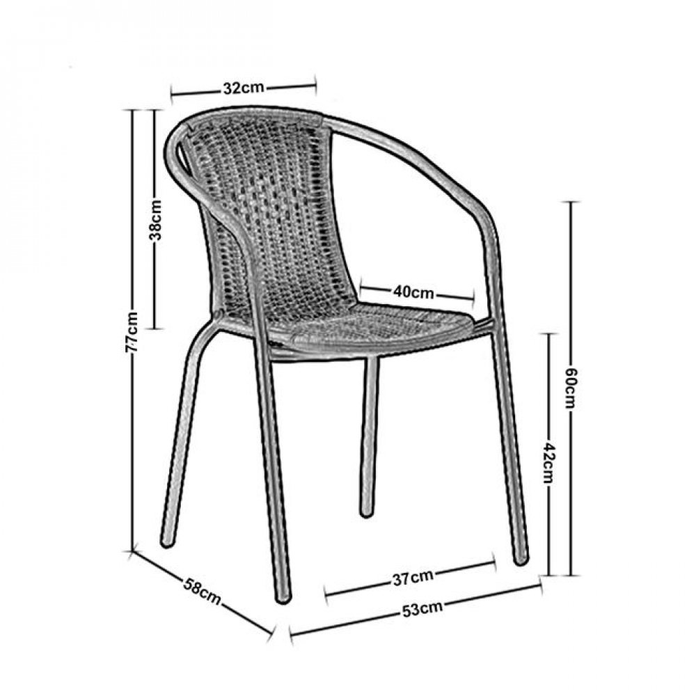 Πολυθρόνα "BALENO" μεταλλική σε χρώμα λευκό/μπεζ 53x58x77