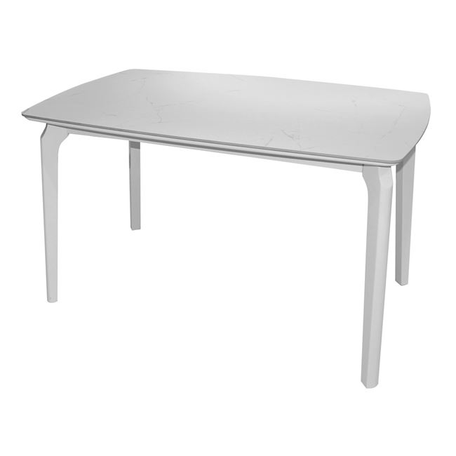 Τραπέζι "DALIN" από ξύλο/sintered stone σε χρώμα λευκό με εφέ μαρμάρου 130x80x74