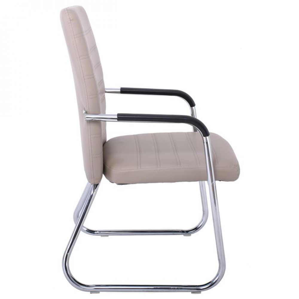 Πολυθρόνα επισκέπτη "COLLET" χρωμίου από τεχνόδερμα σε cappuccino χρώμα 55x64x95