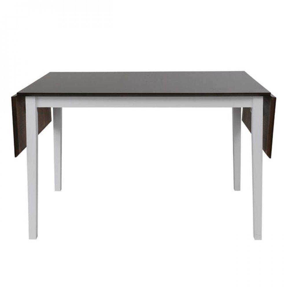Τραπέζι επεκτεινόμενο "KANSAS" σε χρώμα άσπρο-καρυδί 120+(30+30)x75x75