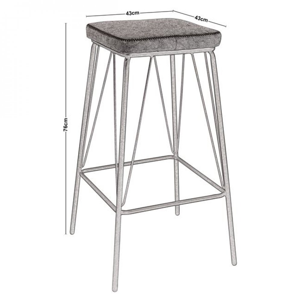 Σκαμπώ bar "PANTON" μεταλλικό με PVC, σε χρώμα μαύρο/vintage γκρι,43x43x76cm