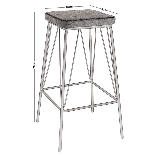 Σκαμπώ bar "PANTON" μεταλλικό με PVC, σε χρώμα μαύρο/vintage brown,43x43x76cm