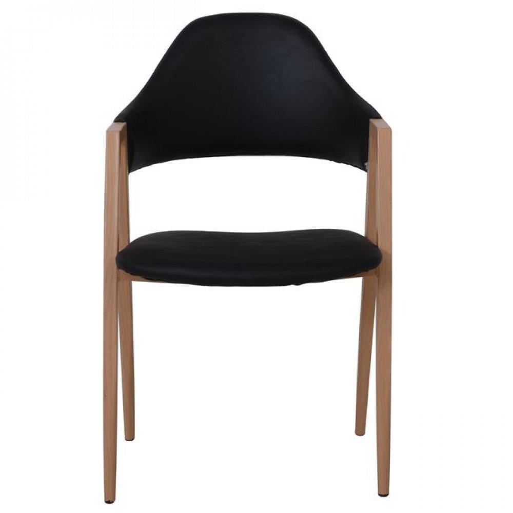 Πολυθρόνα "DELTA" μεταλλική-PU σε χρώμα φυσικό-μαύρο 51x51x81