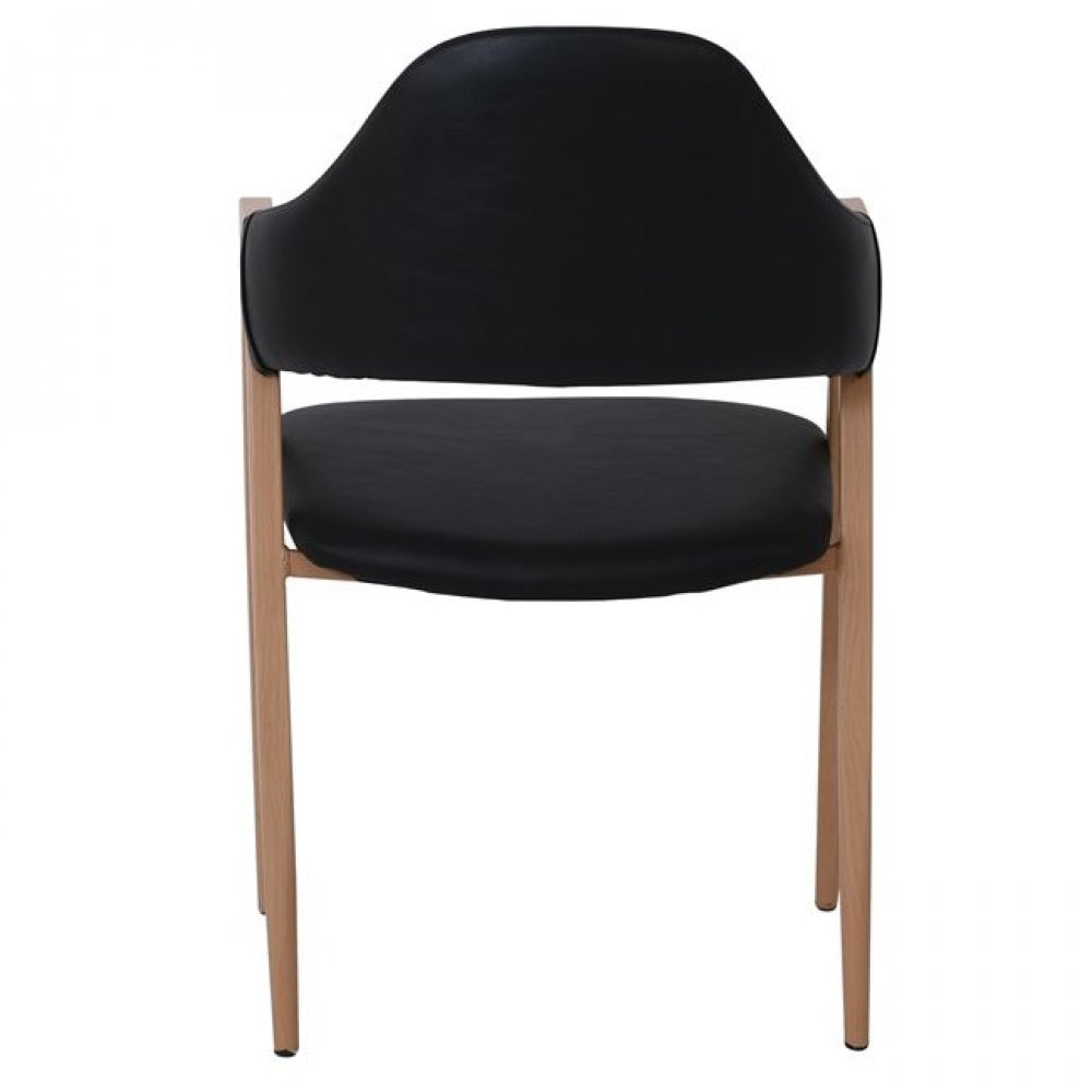 Πολυθρόνα "DELTA" μεταλλική-PU σε χρώμα φυσικό-μαύρο 51x51x81