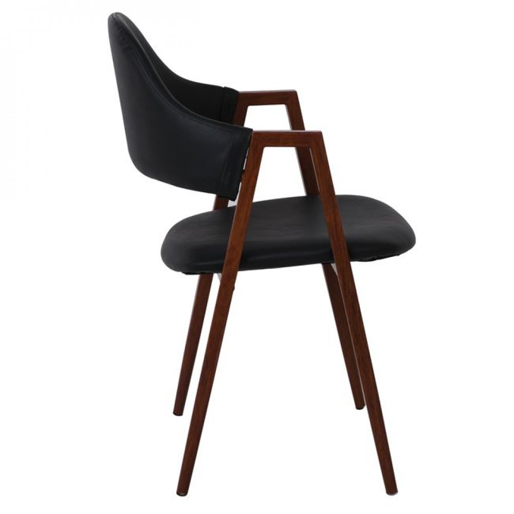 Πολυθρόνα "DELTA" μεταλλική-PU σε χρώμα καρυδί-μαύρο 51x51x81