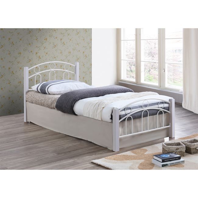 Κρεβάτι "NORTON" μονό μεταλλικό-ξύλινο σε άσπρο χρώμα 97x201x81