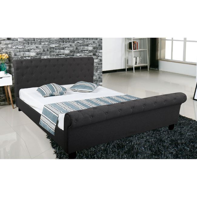 Κρεβάτι "HARMONY" διπλό από ύφασμα σε χρώμα ανθρακί 169x240x104