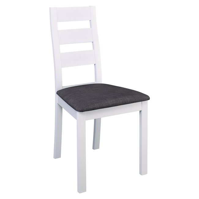Καρέκλα "MILLER" ξύλινη-υφασμάτινη σε χρώμα λευκό-γκρι 45x52x97