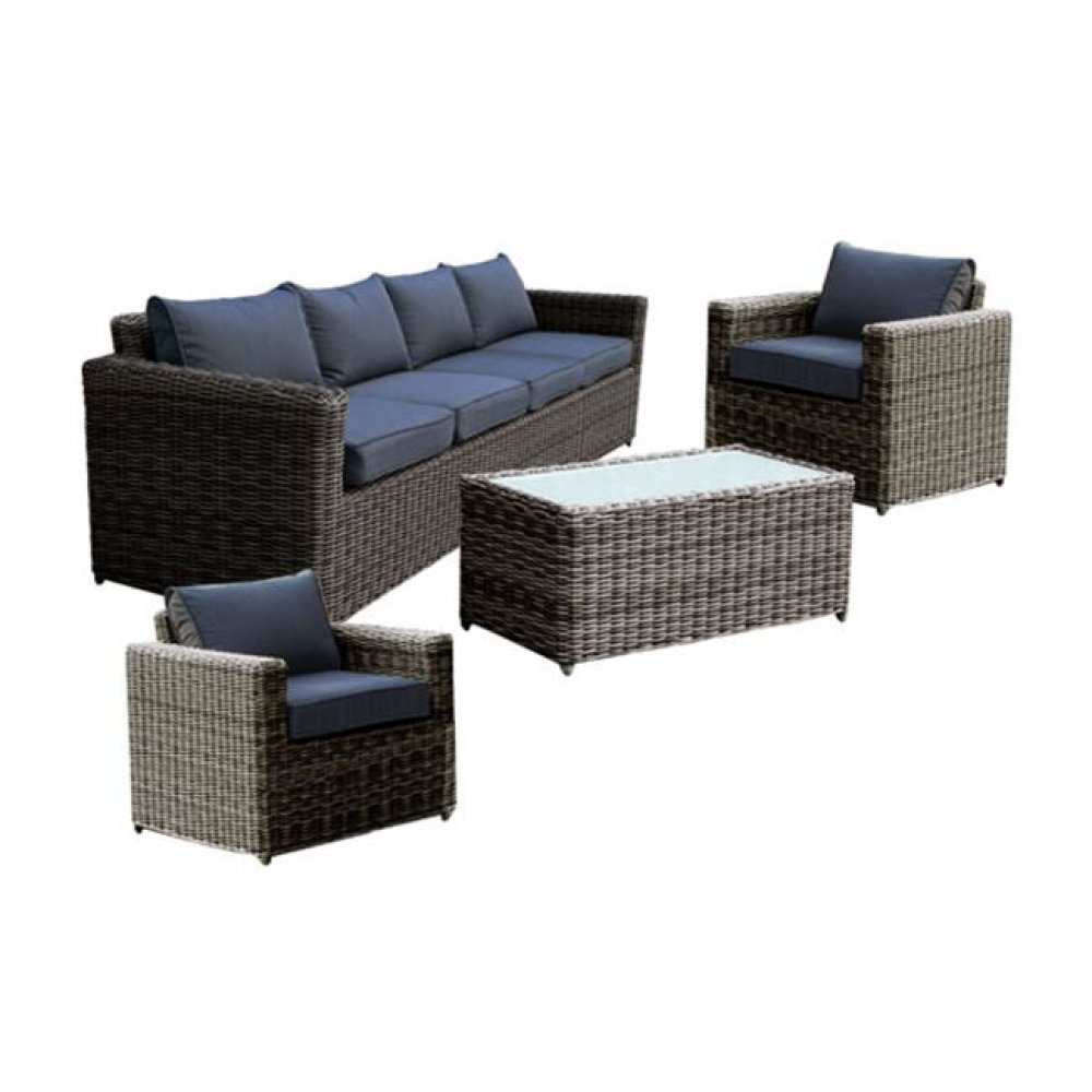 Σετ κήπου "ARIZONA" 4τμχ αλουμινίου με πλέξη wicker σε χρώμα καφέ-γκρι