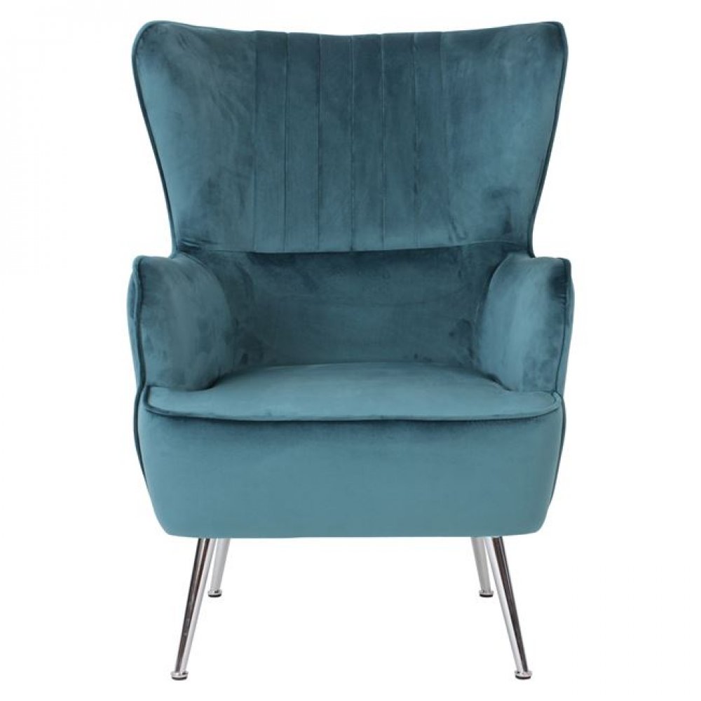 Πολυθρόνα "CROMA" βελούδινη σε μπλε χρώμα 72x78x104