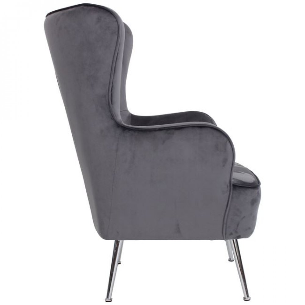 Πολυθρόνα "CROMA" βελούδινη σε γκρι χρώμα 72x78x104