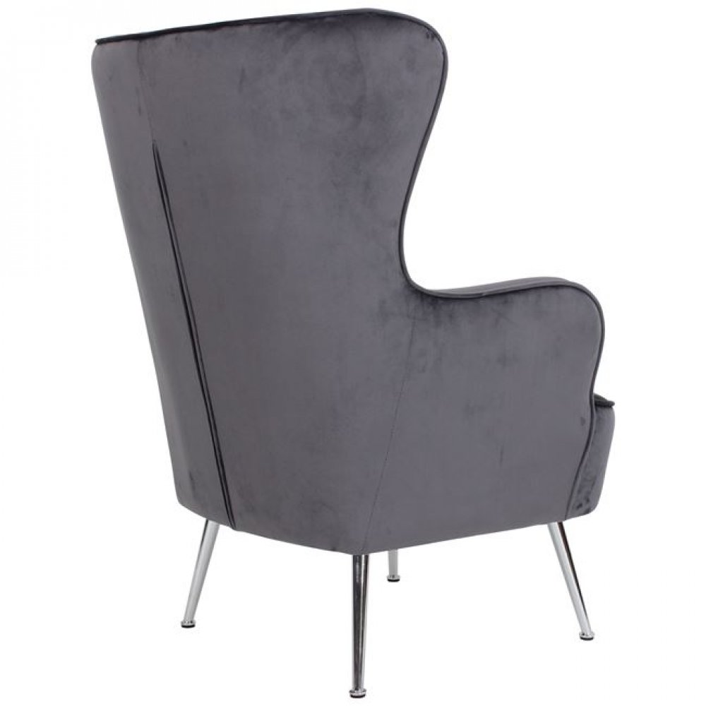 Πολυθρόνα "CROMA" βελούδινη σε γκρι χρώμα 72x78x104