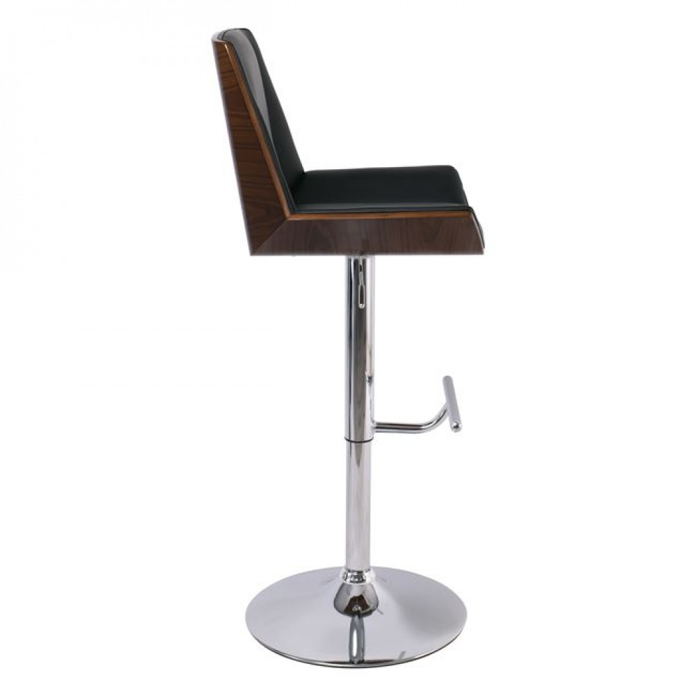 Σκαμπώ μπαρ "NUMAN" ξύλινη-pu σε καρυδί-μαύρο χρώμα 52x50x96/117