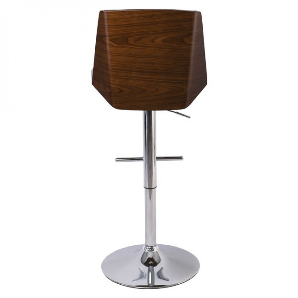 Σκαμπώ μπαρ "NUMAN" ξύλινη-pu σε καρυδί-μαύρο χρώμα 52x50x96/117