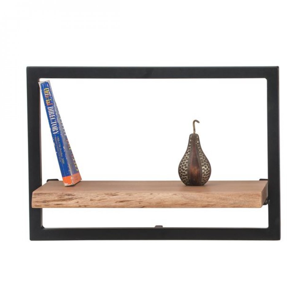 Ράφι τοίχου "LIZARD" ξύλινο-μεταλλικό σε φυσικό χρώμα 50x25x35