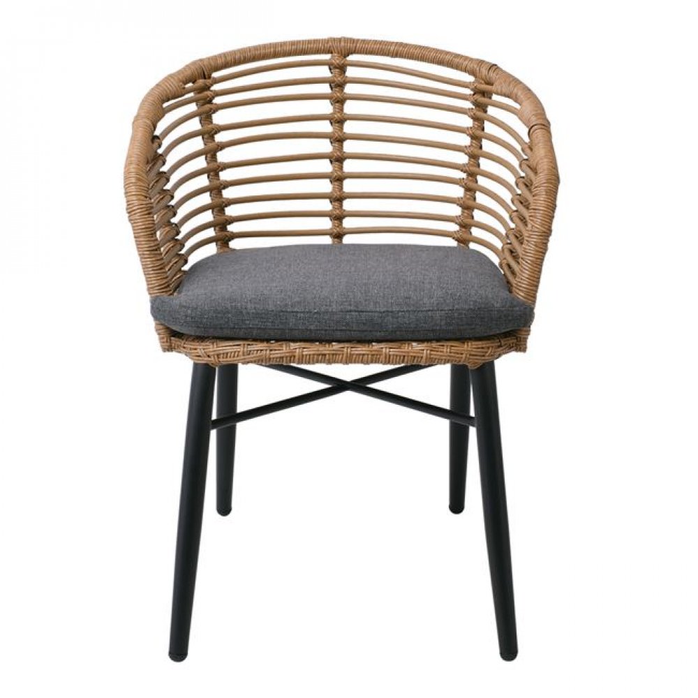 Πολυθρόνα "SALSA" αλουμινίου-wicker σε μαύρο-φυσικό χρώμα 59x46x88