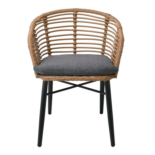 Πολυθρόνα "SALSA" αλουμινίου-wicker σε μαύρο-φυσικό χρώμα 59x46x88