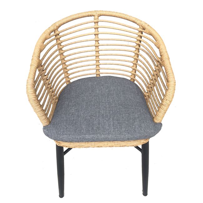 Πολυθρόνα "SALSA" αλουμινίου-wicker σε μαύρο-φυσικό χρώμα 59x46x88