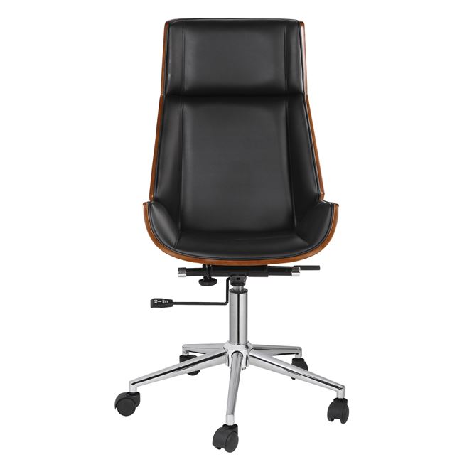 Πολυθρόνα διευθυντή ξύλινη-pu σε χρώμα μαύρο-καρύδι 65x66x109/117