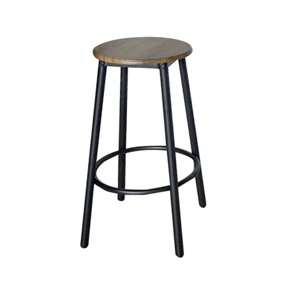 Σκαμπό μπαρ "MAYER" από μέταλλο/mdf σε χρώμα ανθρακί/καφέ 33x33x75