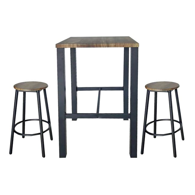 Σετ τραπεζαρίας "MAYER" μεταλλική σε χρώμα με ανθρακί/καφέ 60x60x100