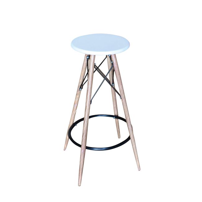 Σκαμπό μπαρ "MACK" μεταλλικό/PP σε χρώμα λευκό/φυσικό D30x72