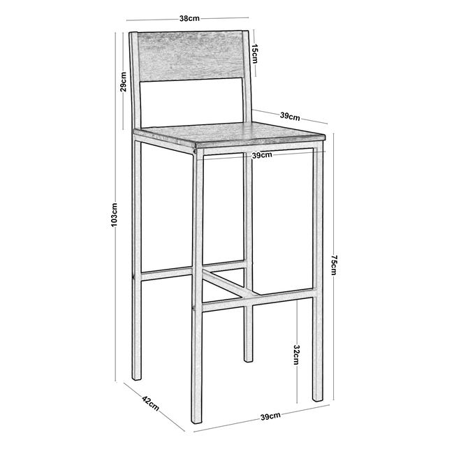 Σκαμπό μπαρ "STAB" μεταλλικό σε χρώμα ανθρακί/καφέ 39x45x103