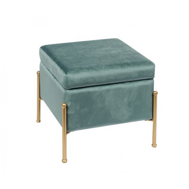 Σκαμπό βοηθητικό "RAY" από ύφασμα σε χρώμα πράσινο/χρυσό 40x40x37