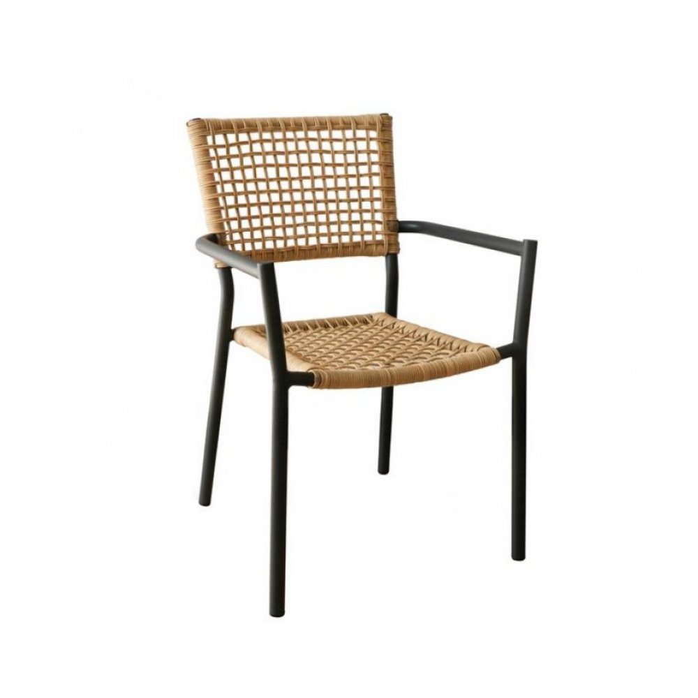 Πολυθρόνα "MIRANDA" από αλουμίνιο/wicker σε χρώμα φυσικό 56x60x86