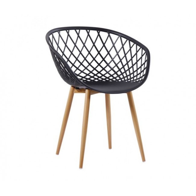 Πολυθρόνα "REX"  από μεταλλικό/PP σε χρώμα μαύρο 62x56x80