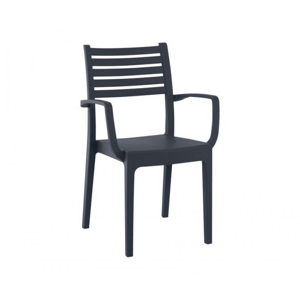 Πολυθρόνα εξωτερικού χώρου "OLIMPIA" από PP σε χρώμα ανθρακί 54x52x86