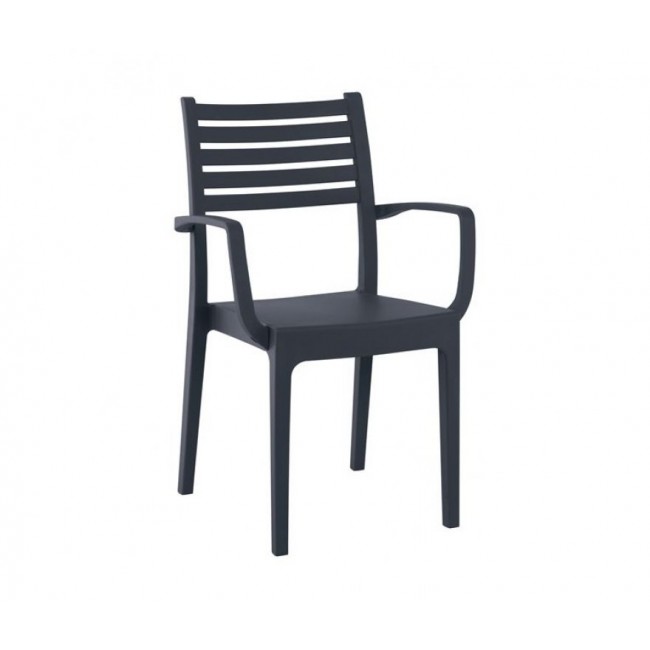 Πολυθρόνα εξωτερικού χώρου "OLIMPIA" από PP σε χρώμα ανθρακί 54x52x86