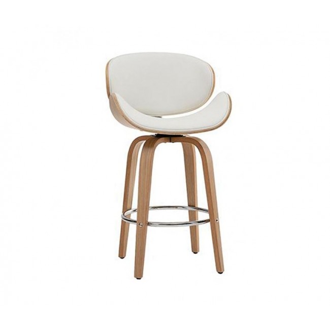 Σκαμπό μπαρ "GOMEZ" από ξύλο σε χρώμα λευκό/φυσικό 54x53x107