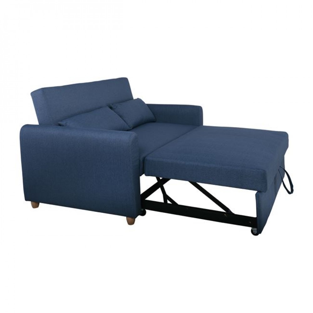 Καναπές-κρεβάτι "MOTTO" διθέσιος από ύφασμα σε χρώμα μπλε 140x86x86