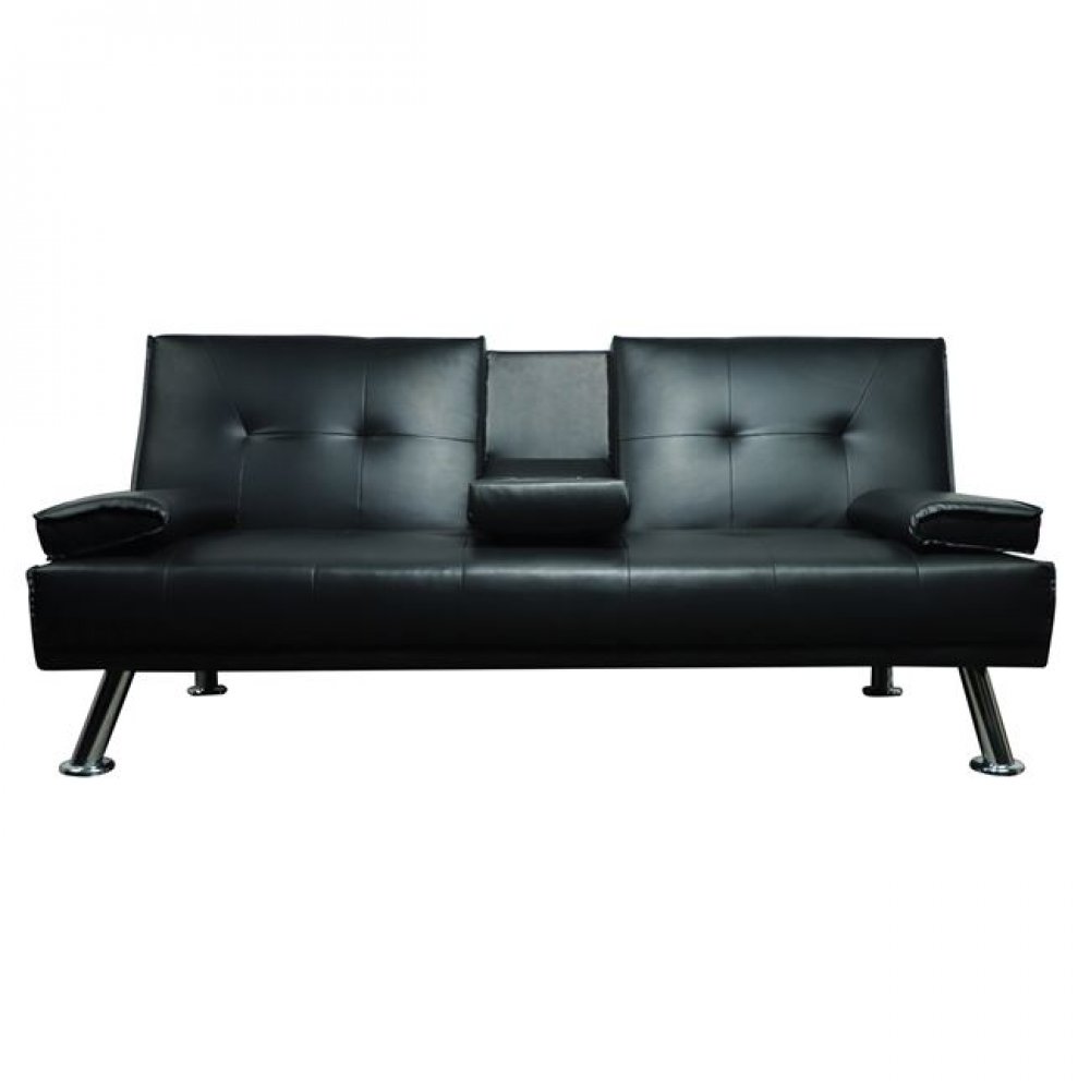 Καναπές-κρεβάτι "RUBEN" τριθέσιος από τεχνόδερμα σε μαύρο χρώμα 165x79x77