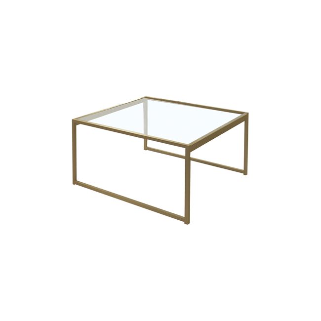 Τραπέζι σαλονιού "TOLEDO" μεταλλικό με γυάλινη επιφανεια σε χρυσό χρώμα 60x60x55