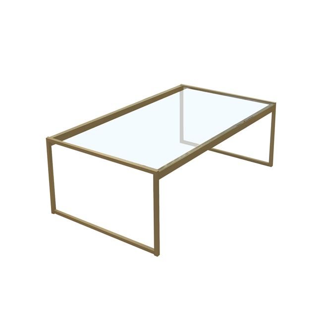 Τραπέζι σαλονιού "TOLEDO" μεταλλικό με γυάλινη επιφανεια σε χρυσό χρώμα 120x60x48