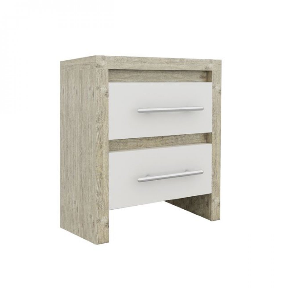 Κομοδίνο "KENNEL" σε χρώμα λευκό-σονόμα 47x39x57