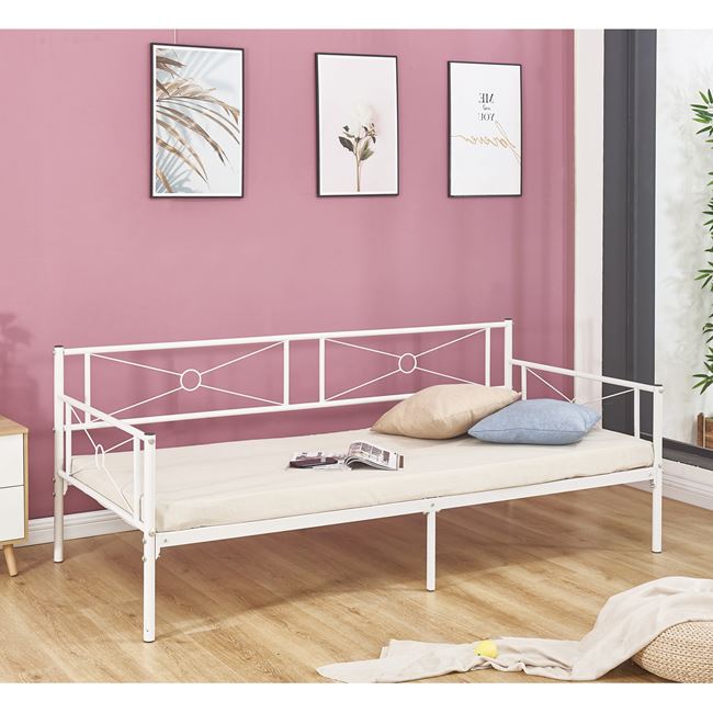 Κρεβάτι "QUEEN" μονό μεταλλικό σε χρώμα λευκό 196x95x75
